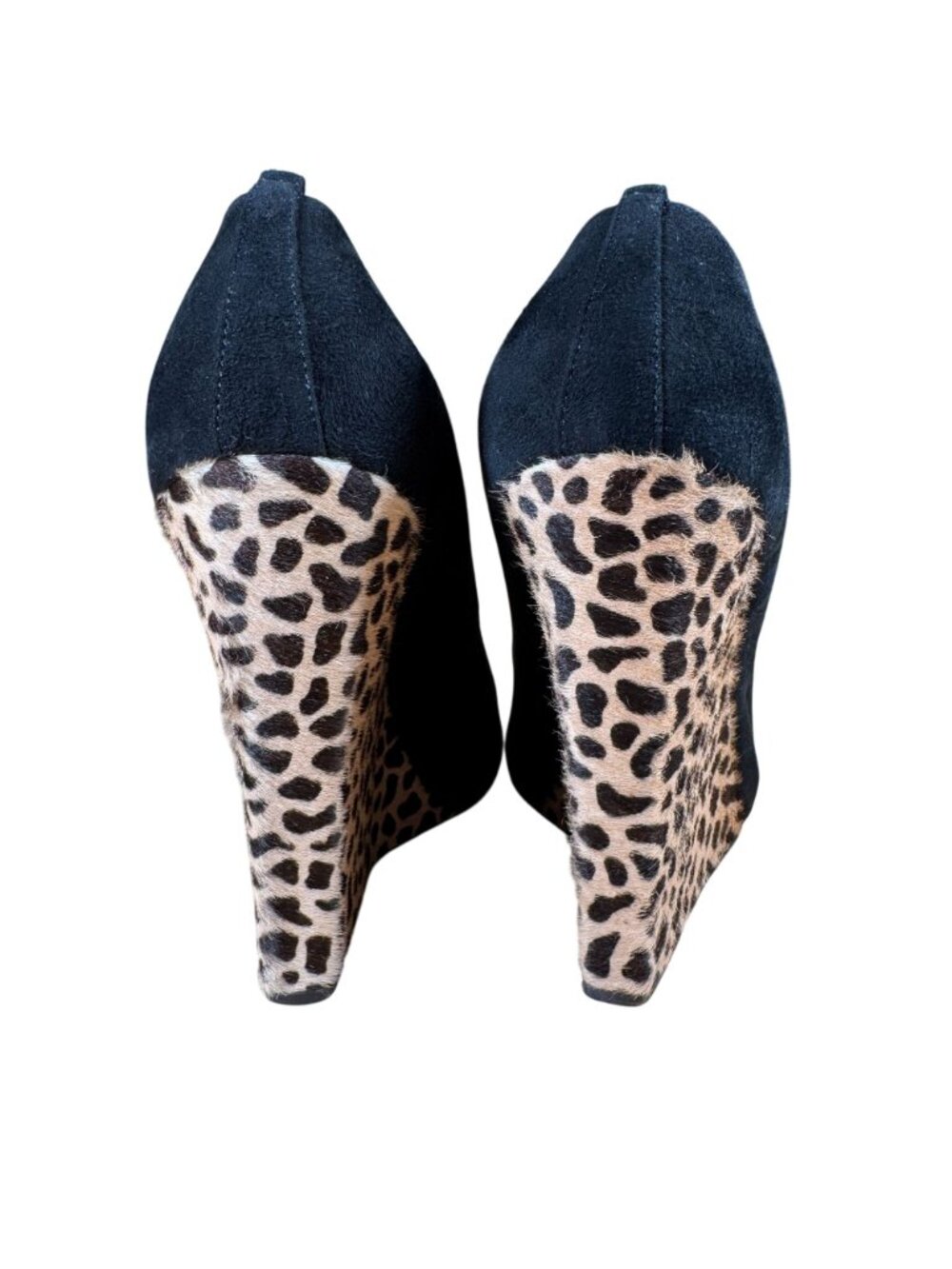 Giuseppe Zanotti Peep Toe Calf Hair Leopard Print Wedge Shoes Heels Size 39 - Picture 3 of 8